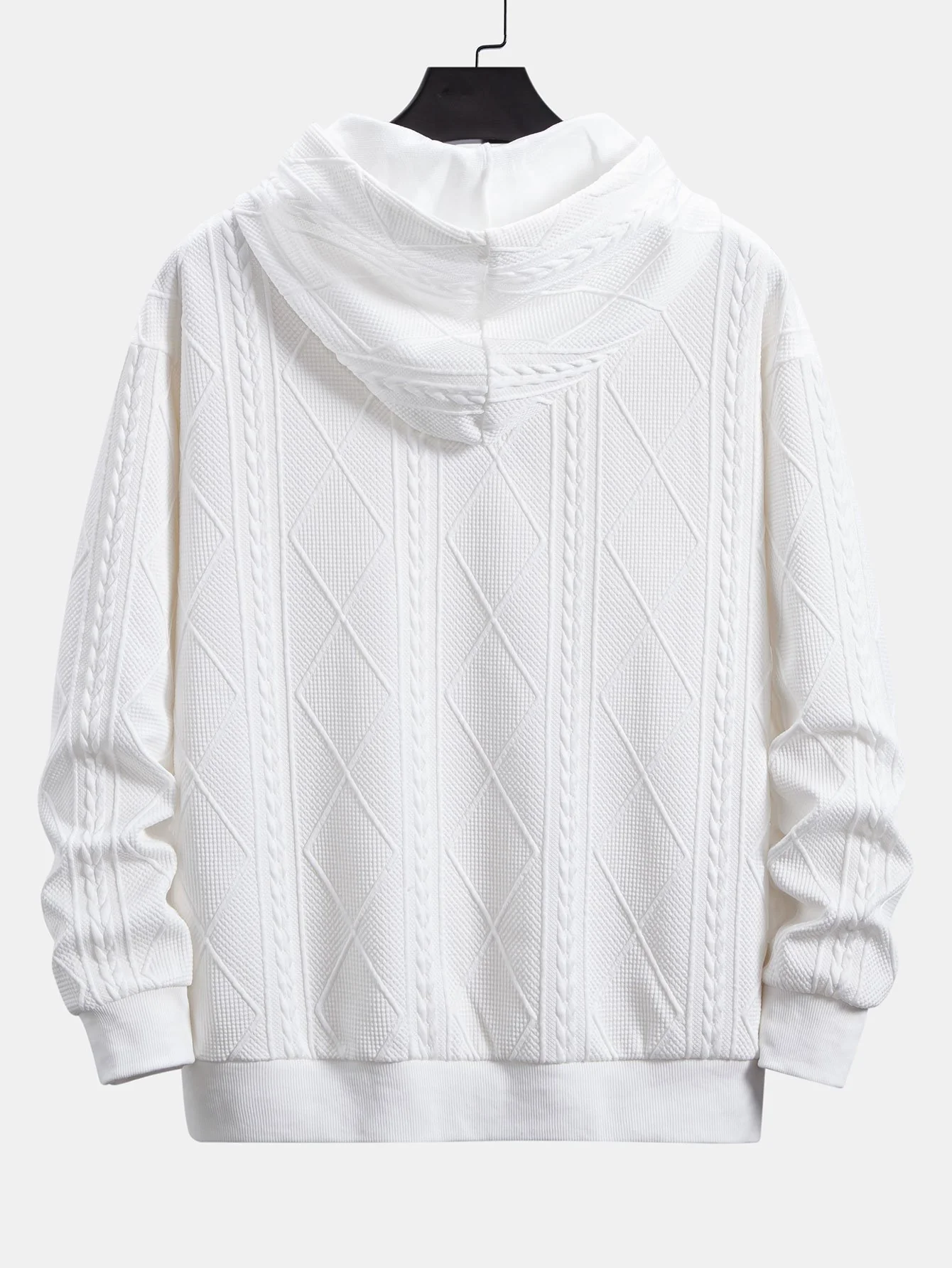 Relax Fit Geometric Jacquard Hoodie