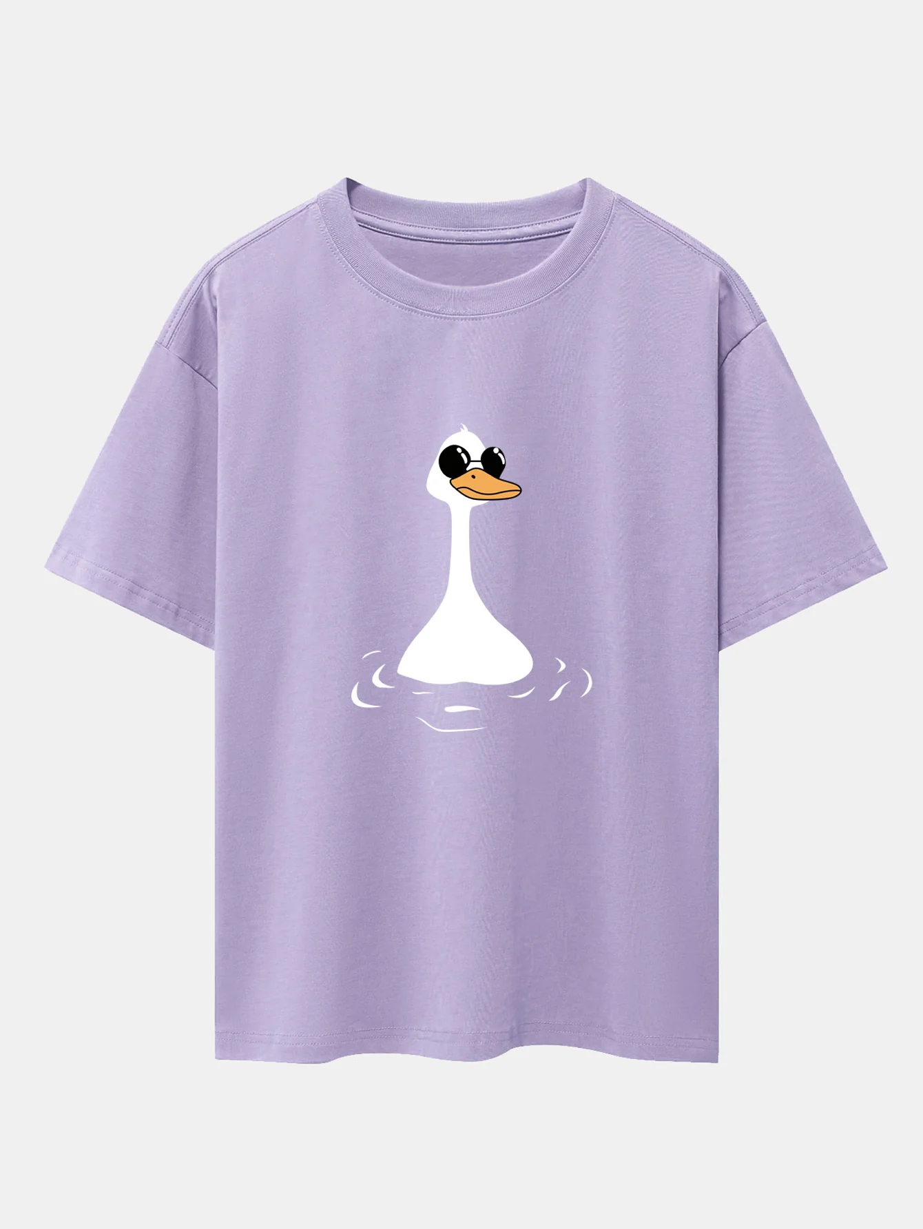 Sunglasses Goose Print Drop Shoulder Oversize T-Shirt