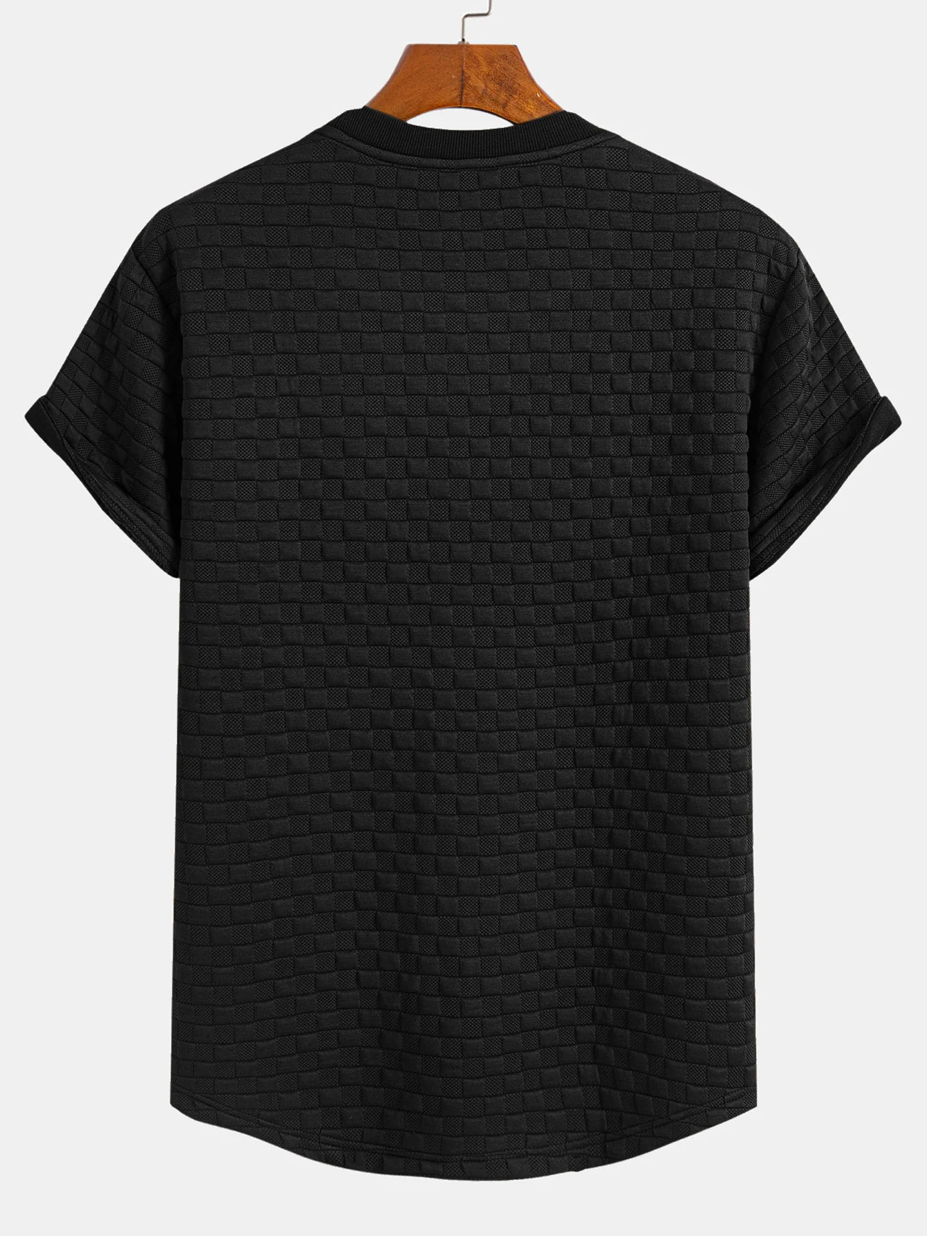 Checkerboard Jacquard  Arc Hem T-Shirt
