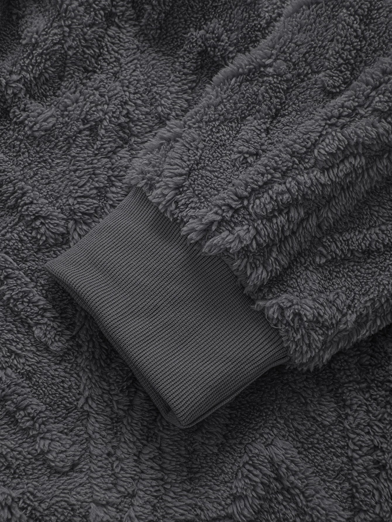 Geometric Jacquard Zip Up Teddy Hoodie