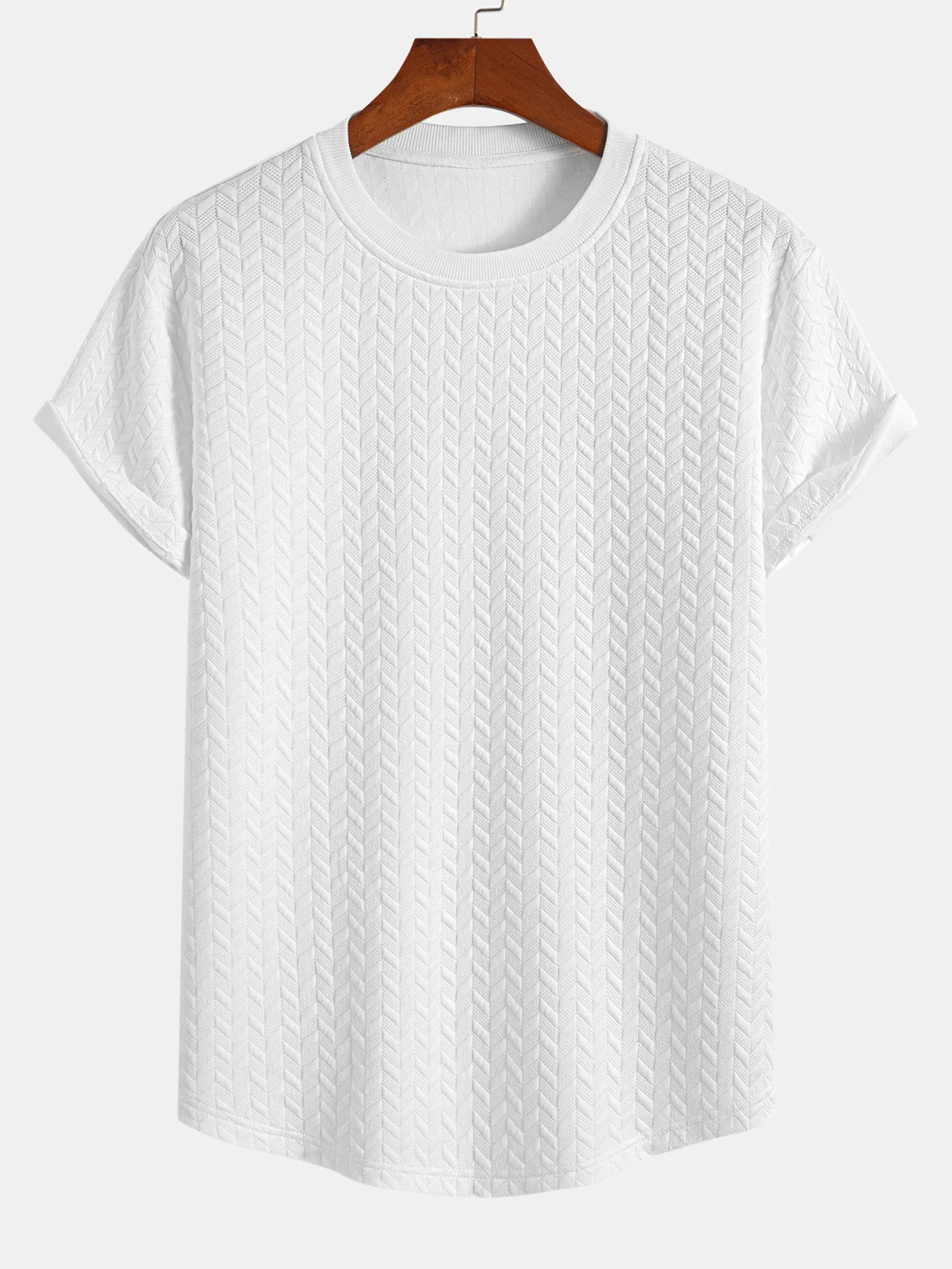 Jacquard Textured Arc Hem T-Shirt
