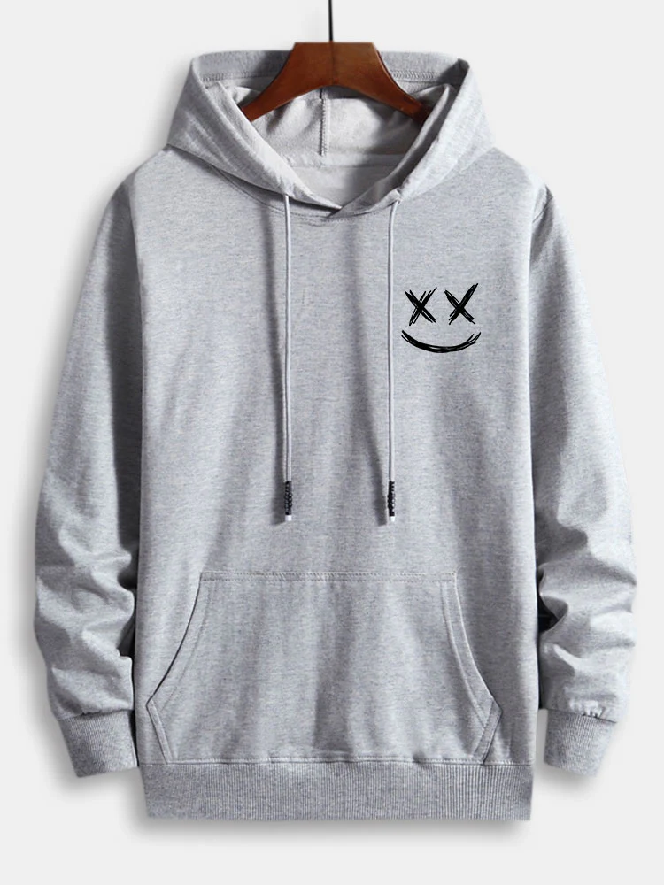 Smiley Print Cotton Hoodie