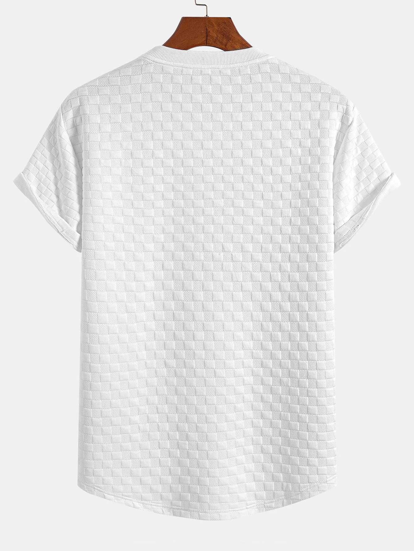 Checkerboard Jacquard  Arc Hem T-Shirt