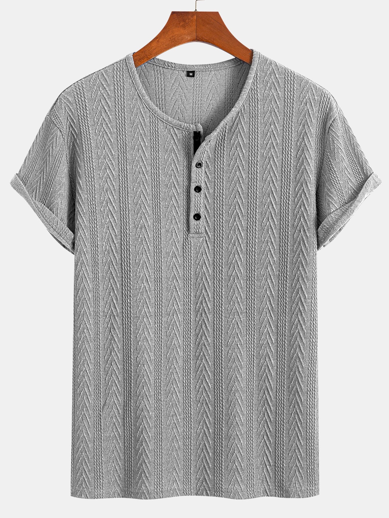 Short Sleeve Jacquard Half Open Collar T-Shirt