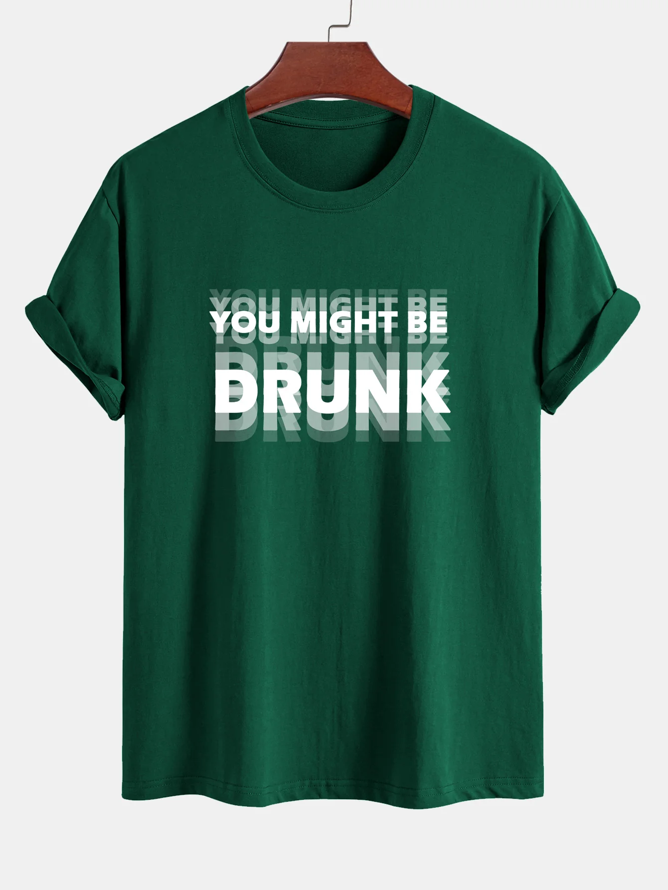 Regular Fit You Might Be Drunk Print Cotton T-Shirt