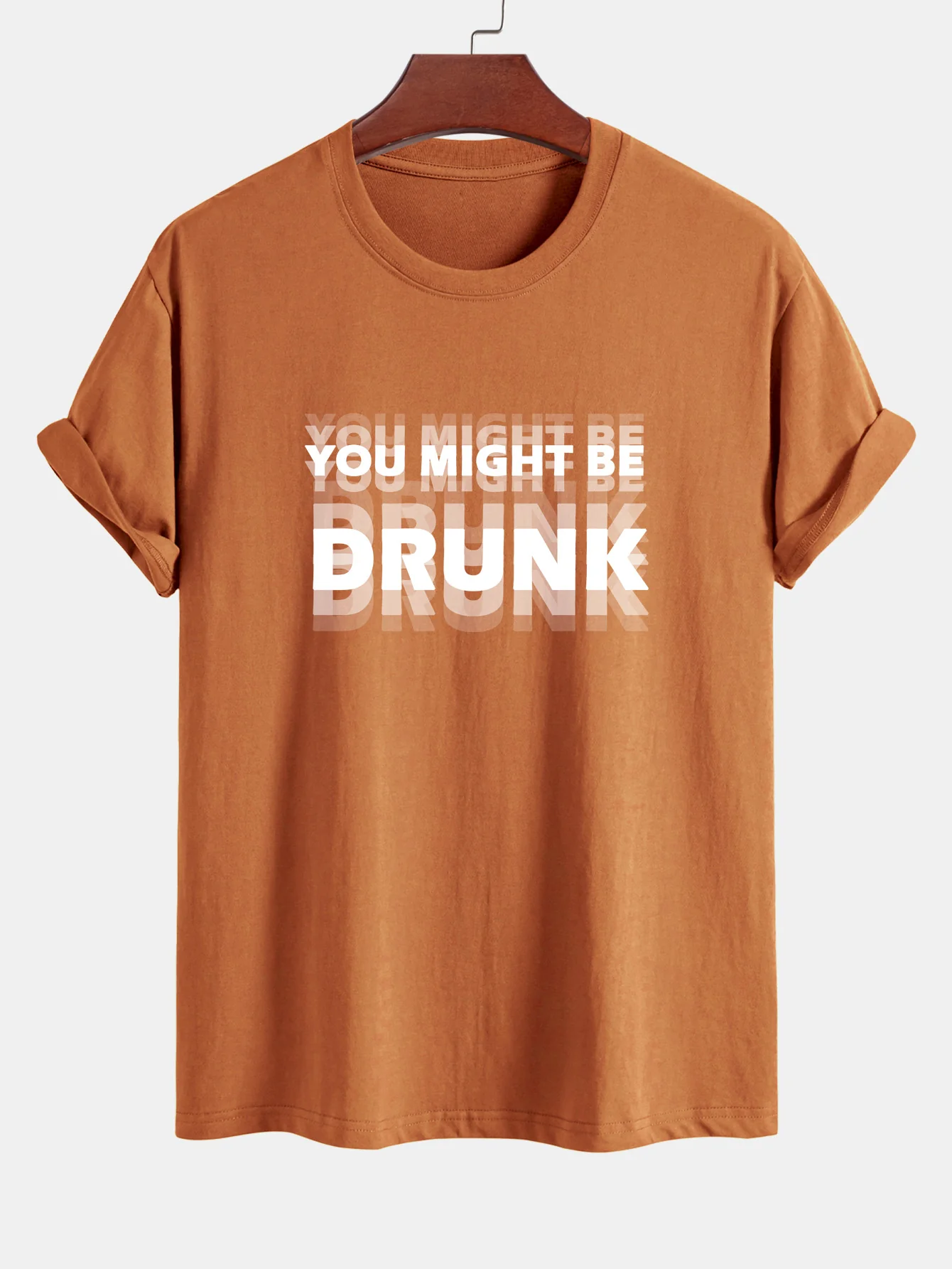 Regular Fit You Might Be Drunk Print Cotton T-Shirt