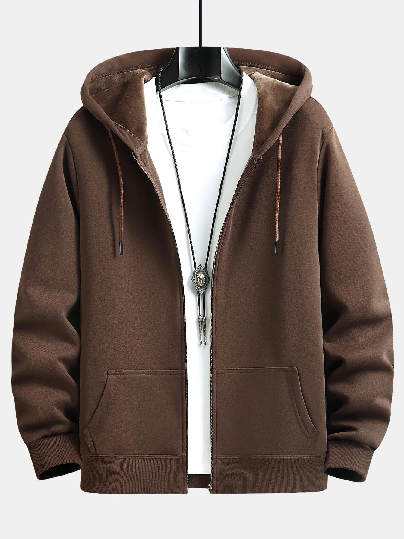 Plush Lined Relax Fit Zip Hoodie
