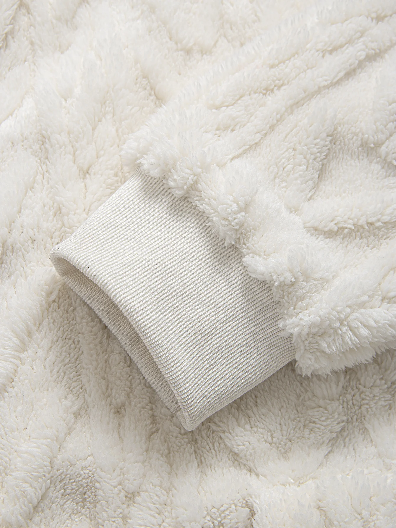 Geometric Jacquard Zip Up Teddy Hoodie