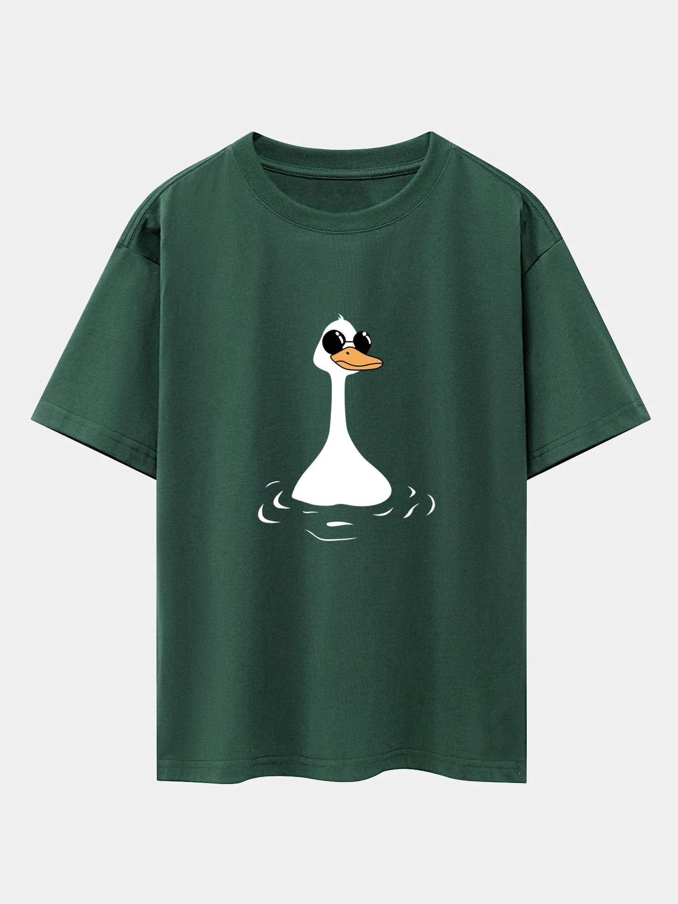 Sunglasses Goose Print Drop Shoulder Oversize T-Shirt