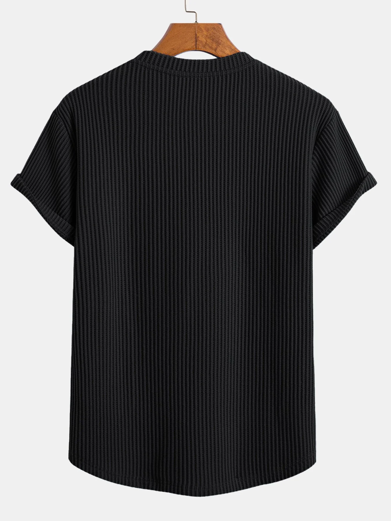 Knitted Waffle Arc Hem T-Shirt