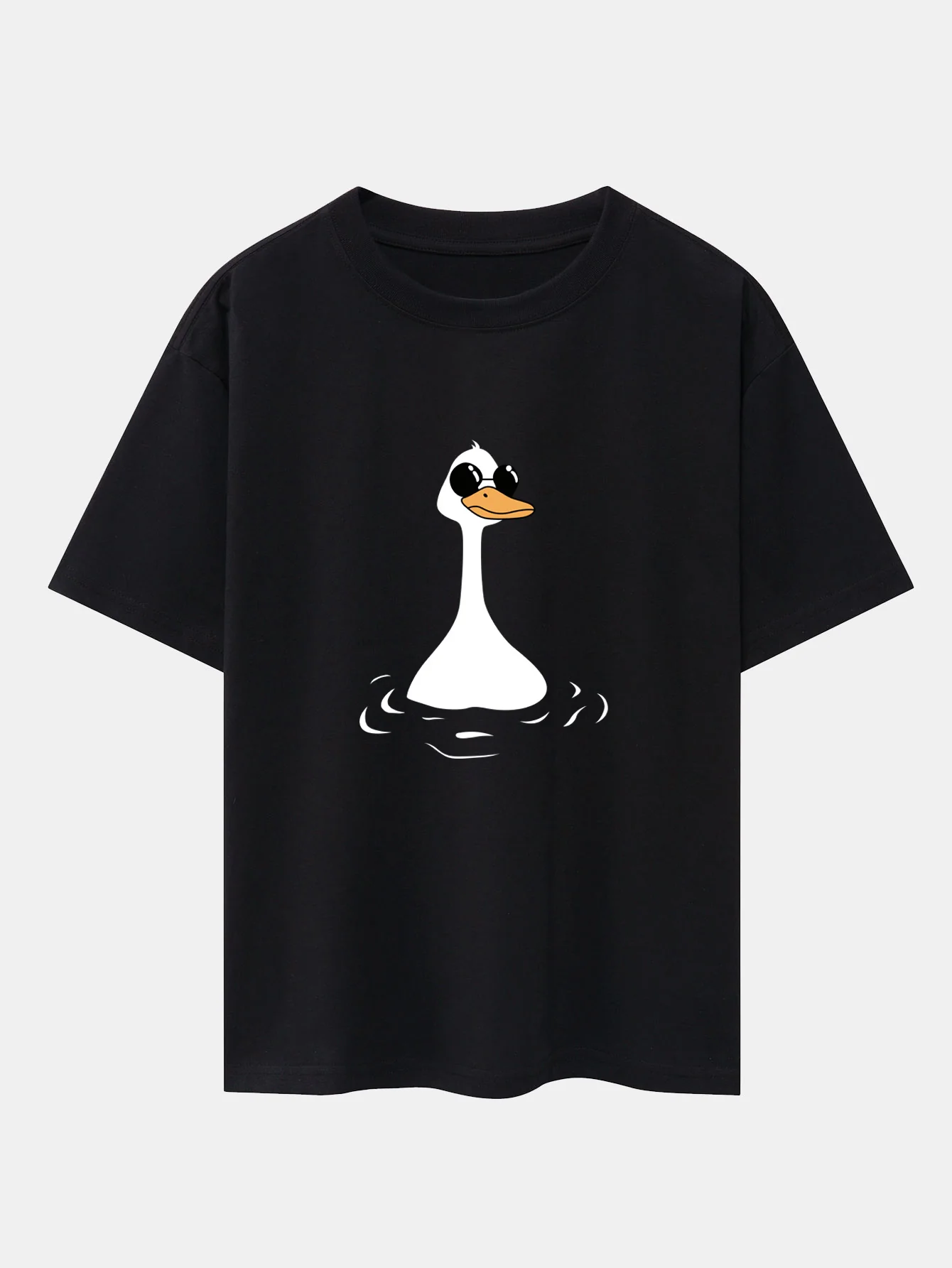 Sunglasses Goose Print Drop Shoulder Oversize T-Shirt