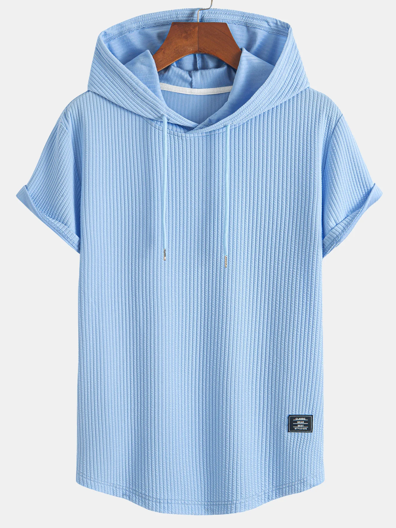 Ribbed Hooded  Arc Hem T-Shirt