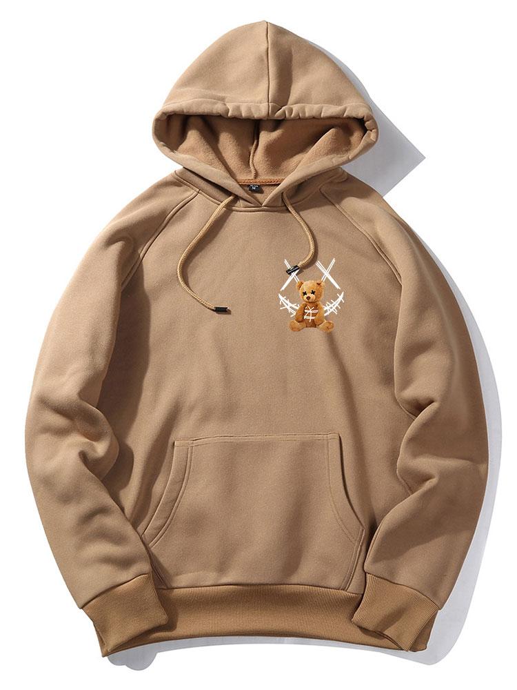 Smiley Bear Back Print Hoodie