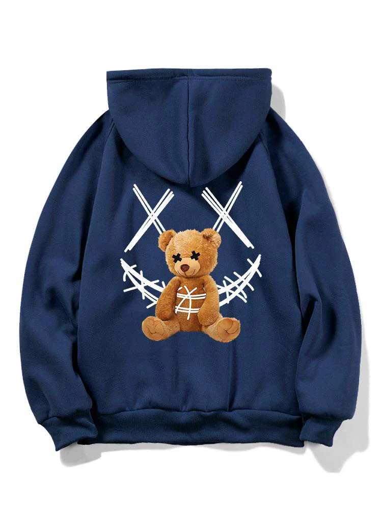 Smiley Bear Back Print Hoodie