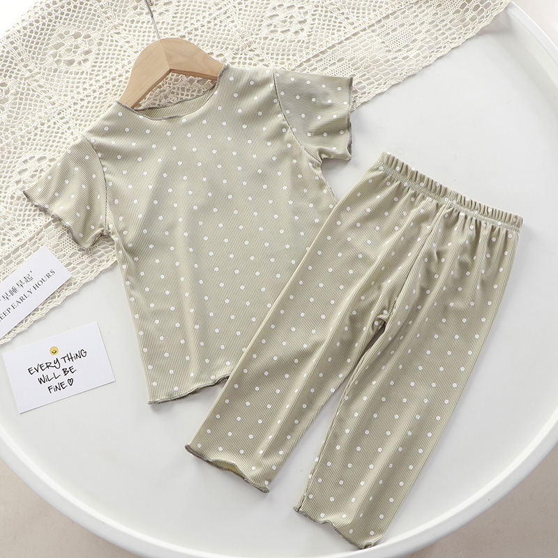 Girls' Summer Short-Sleeve Thin Outfit Set - Trendy Korean-Style 2-Piece Baby Summer Clothes (Air-Conditioning Wear)