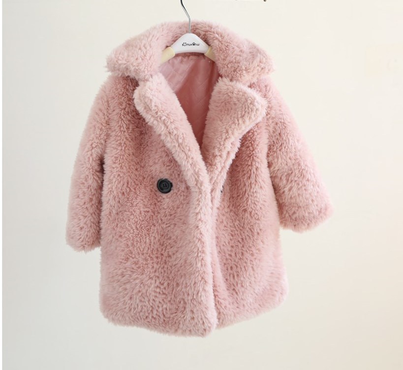 Kids' Overcoat - Faux Cashmere Large-Particle Fur Collar Thickened Outerwear for Boys & Girls