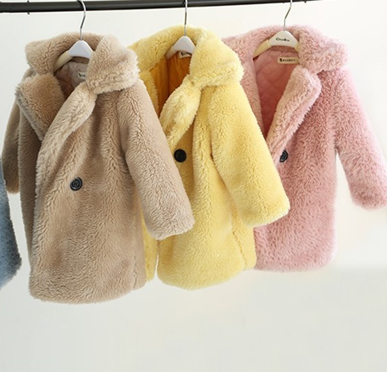 Kids' Overcoat - Faux Cashmere Large-Particle Fur Collar Thickened Outerwear for Boys & Girls