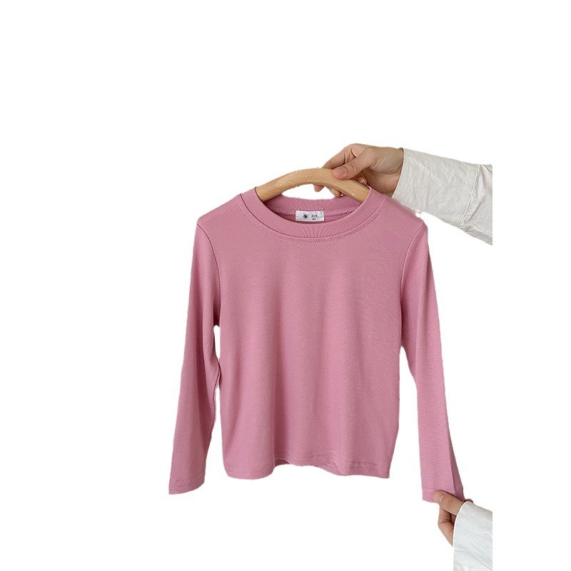 Kids' White Long-Sleeve Loose T-Shirts: Outerwear for Boys & Girls, Cute Undershirts for Toddlers, Facial Mask Fabric Tees