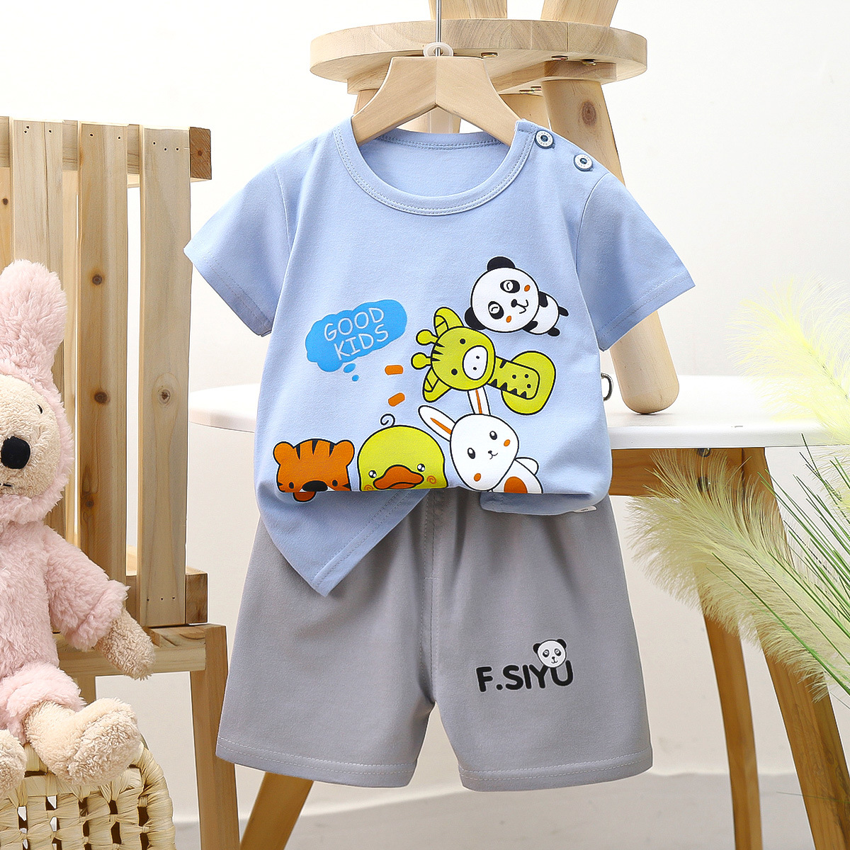 Cotton Short-sleeve Sets for Kids: Summer Outfits for Girls, T-shirts for Boys, Baby Clothes, Korean-style Children's Wear