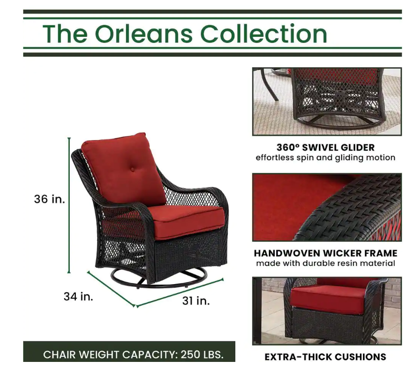 3-Piece Outdoor Wicker Patio Bistro Set With Swivel Rocking Chair