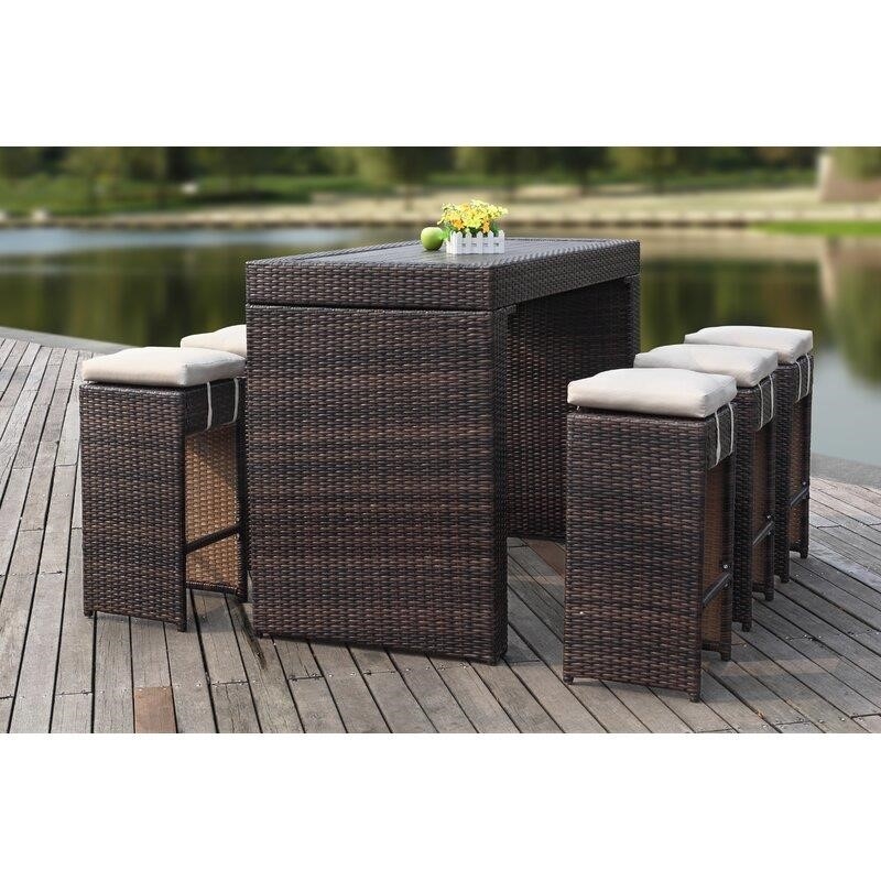 Motter Rectangular 6 - Person 59.1'' Long Bar Height Dining Set with Cushions