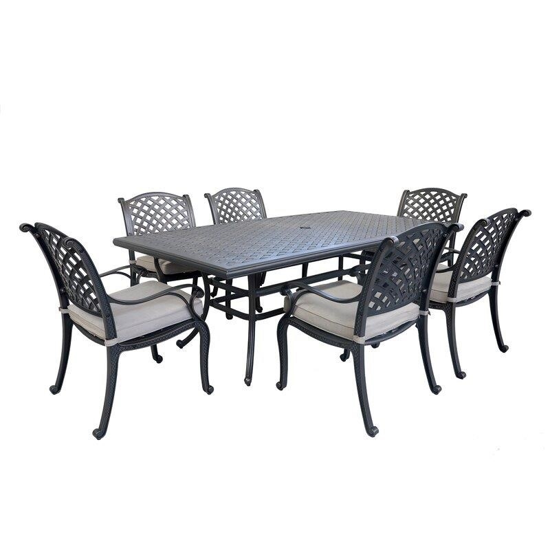 Jeffcoat Rectangular 6 - Person 85.83'' Long Dining Set with Cushions