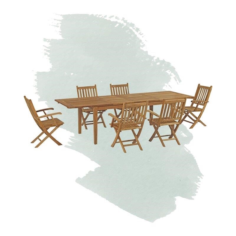Sidney Rectangular 6 - Person 108.5'' Long Teak Dining Set