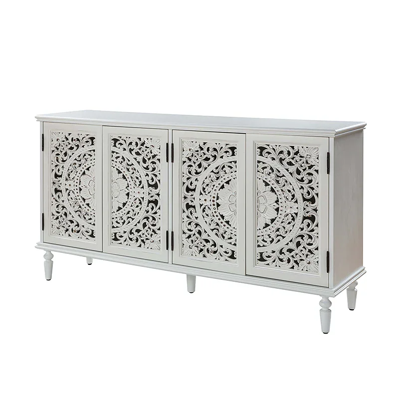 Emathides 63" Solid Wood Sideboard with Lighting & Wine Rack