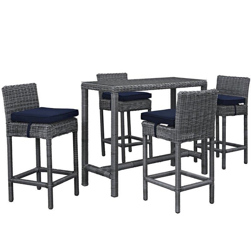 Keiran Rectangular 4 - Person 52'' Long Bar Height Dining Set with Cushions