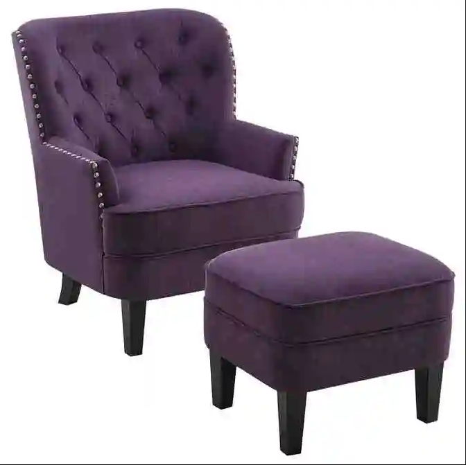 Tufted Wingback Chair & Ottoman