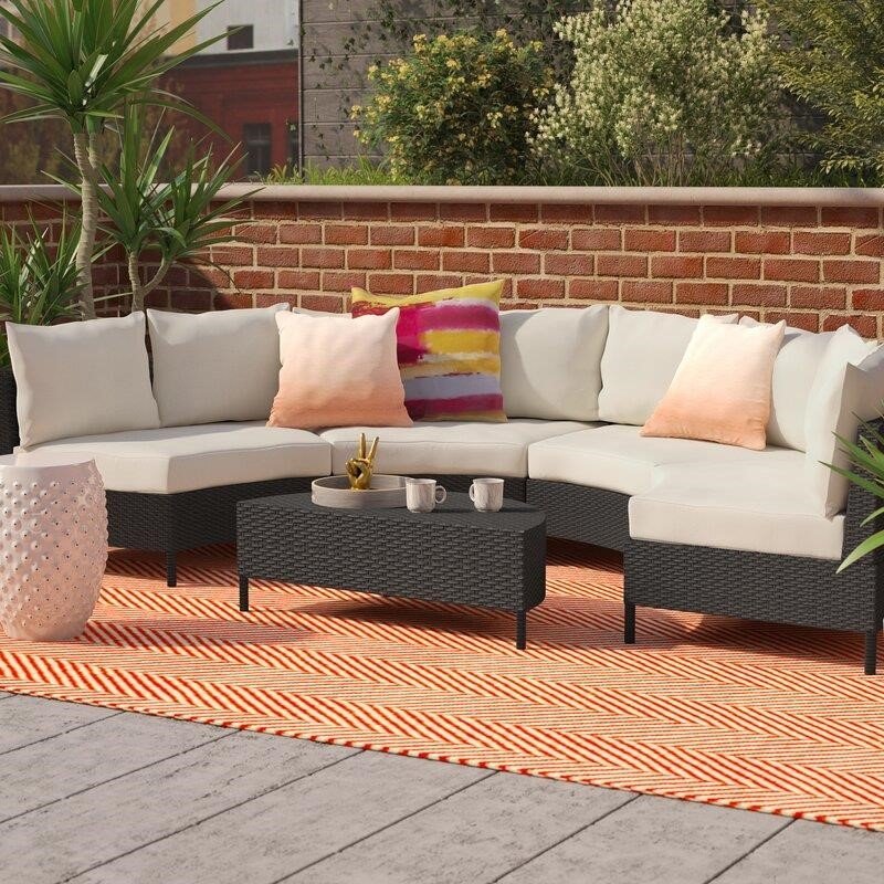 Dowd Wicker/Rattan 4 - Person Seating Group with Cushions