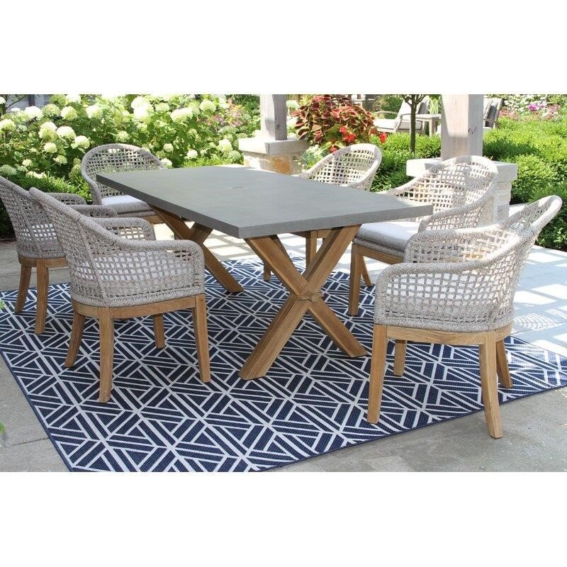 Hayden Rectangular 6 - Person 37.5'' Long Teak Dining Set with Cushions