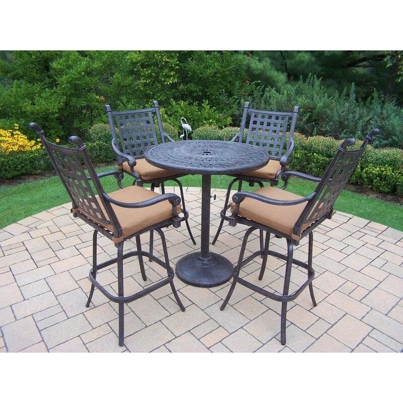Vandyne Round 4 - Person 36.25'' Long Bar Height Dining Set with Cushions