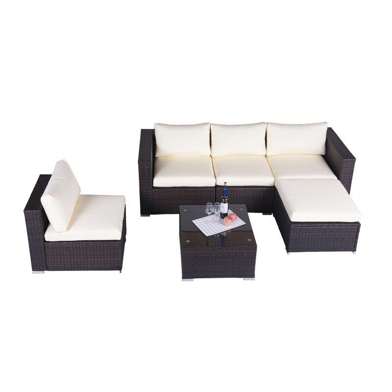 Jahala Wicker/Rattan 6 - Person Seating Group with Cushions