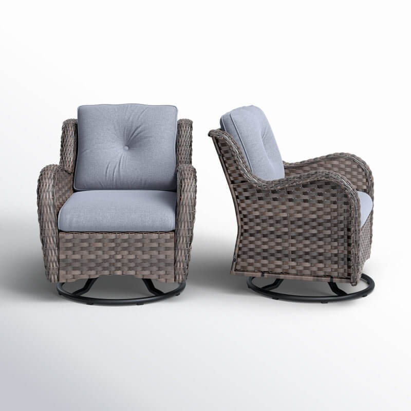 Linkwood Rocking Swivel Patio Chair with Cushions (Set of 2)