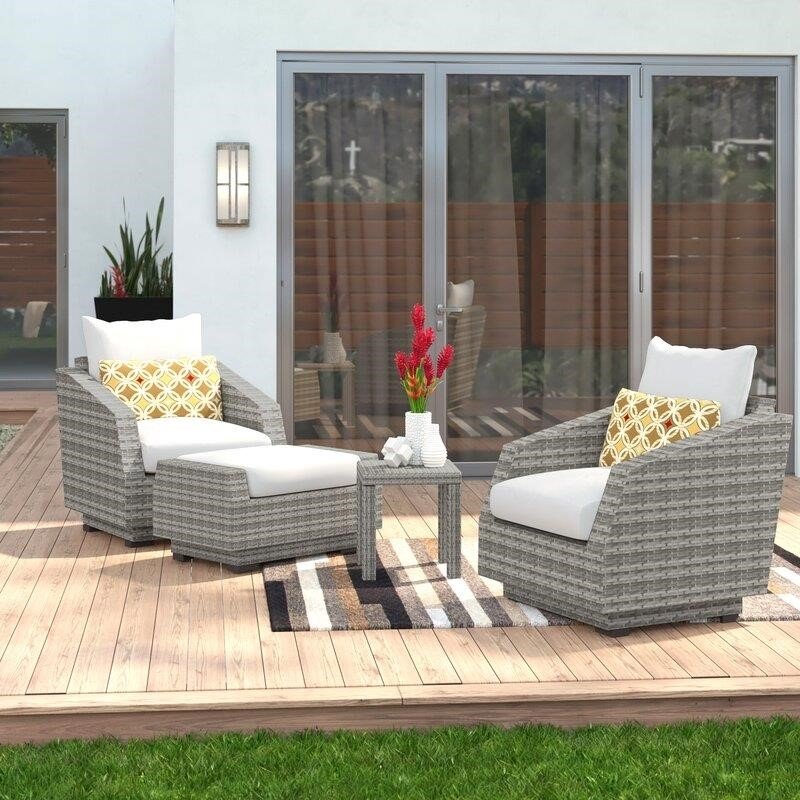 Castelli Wicker/Rattan 2 - Person Seating Group with Cushions