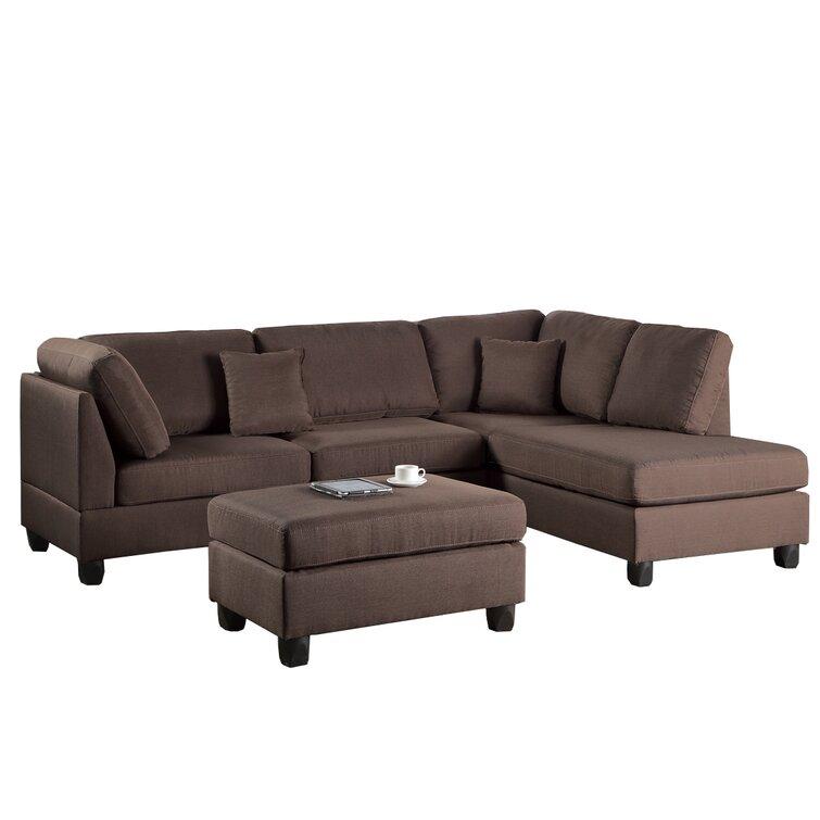 104" Wide Reversible Sofa & Chaise with Ottoman