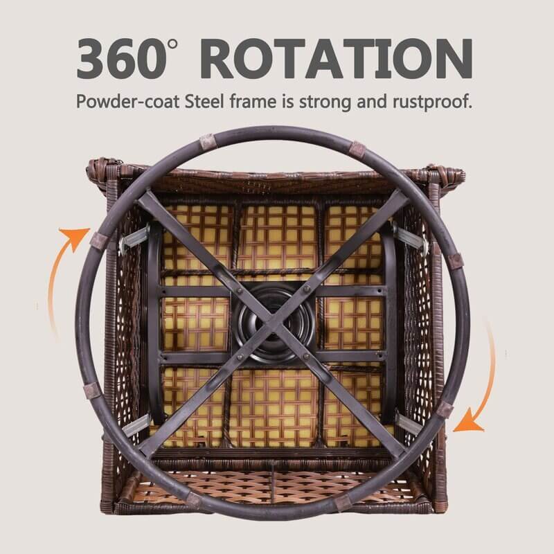 Linkwood Rocking Swivel Patio Chair with Cushions (Set of 2)