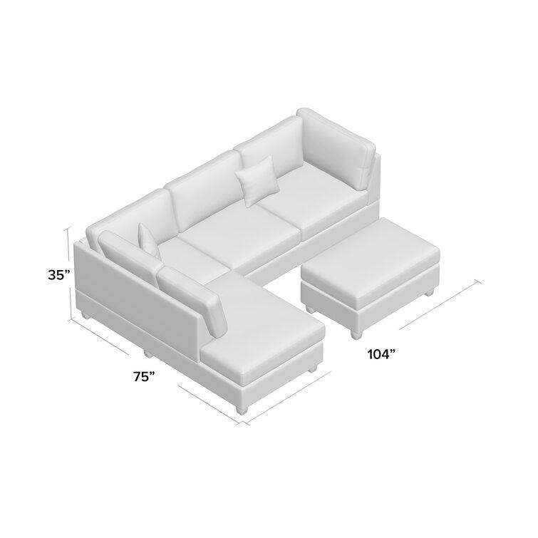 104" Wide Reversible Sofa & Chaise with Ottoman
