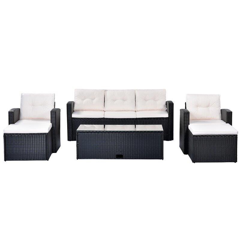 Jakye Wicker/Rattan 7 - Person Seating Group with Cushions