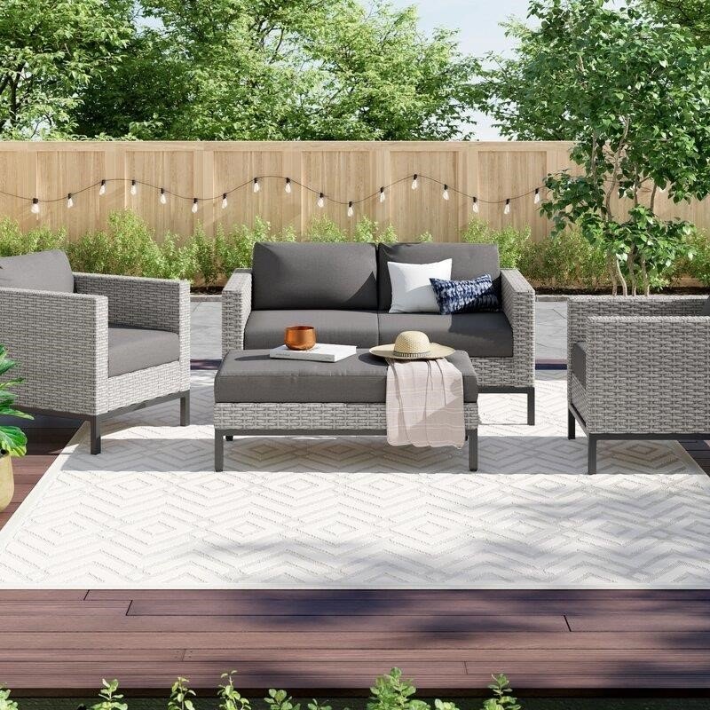 Berger Metal 4 - Person Seating Group with Cushions