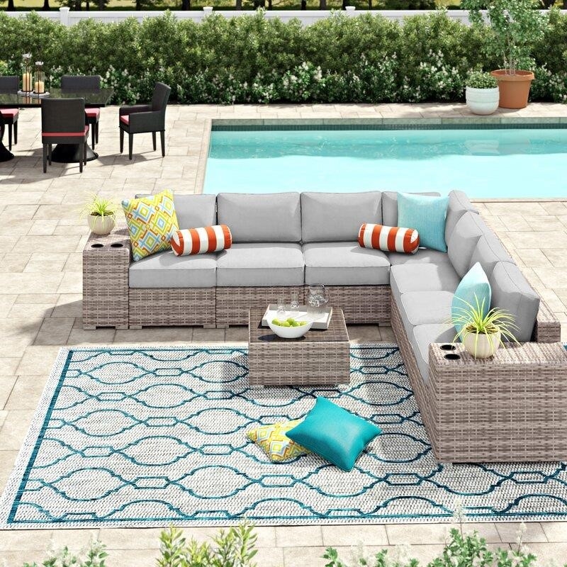 Lazaro Wicker/Rattan 6 - Person Seating Group with Sunbrella Cushions