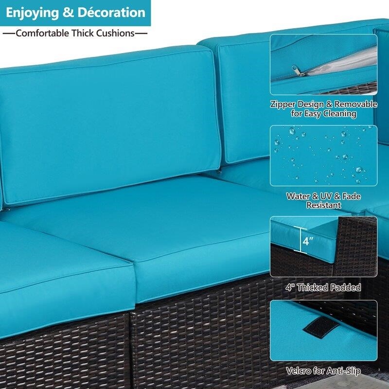 Kerwick Wicker/Rattan 5 - Person Seating Group with Cushions