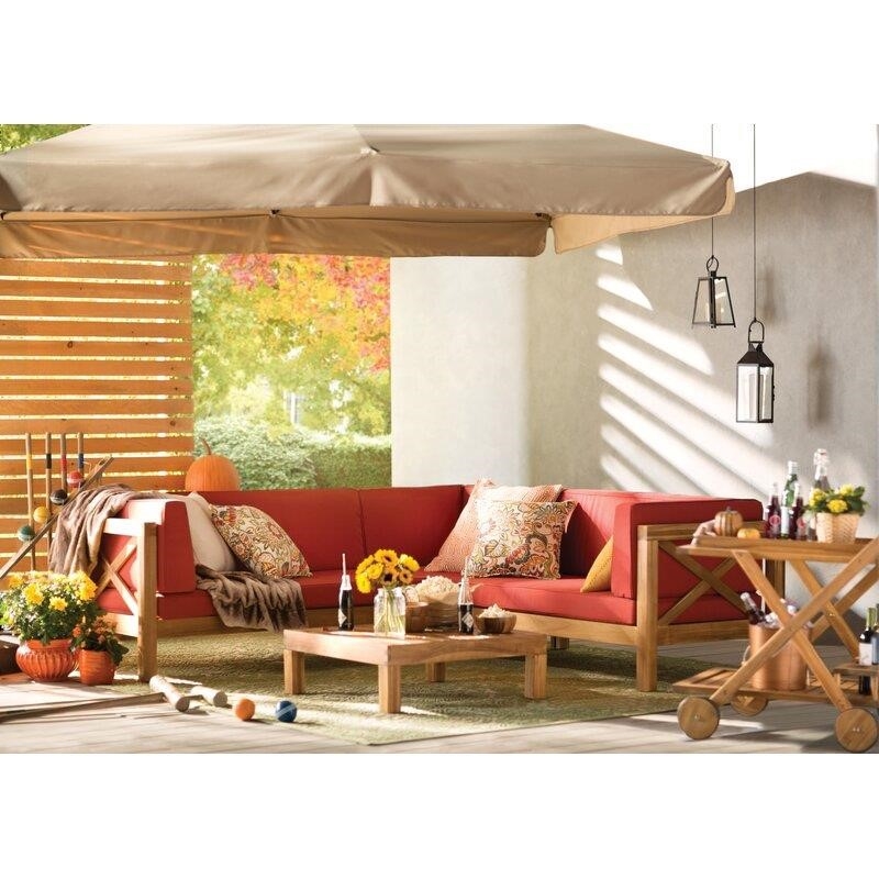 Ansel Solid Wood 5 - Person Seating Group with Cushions