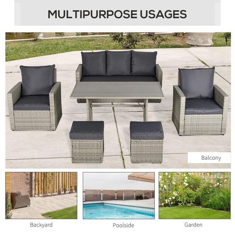 Wicker/Rattan 7 - Person Seating Group with Cushions
