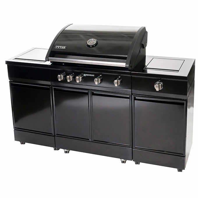 TYTUS Onyx Black Grill Island with Cover and Rotisserie