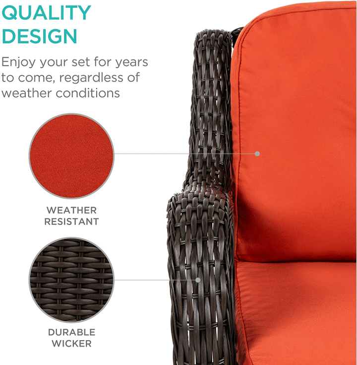 3-Piece Outdoor Wicker Patio Bistro Set With Swivel Rocking Chair