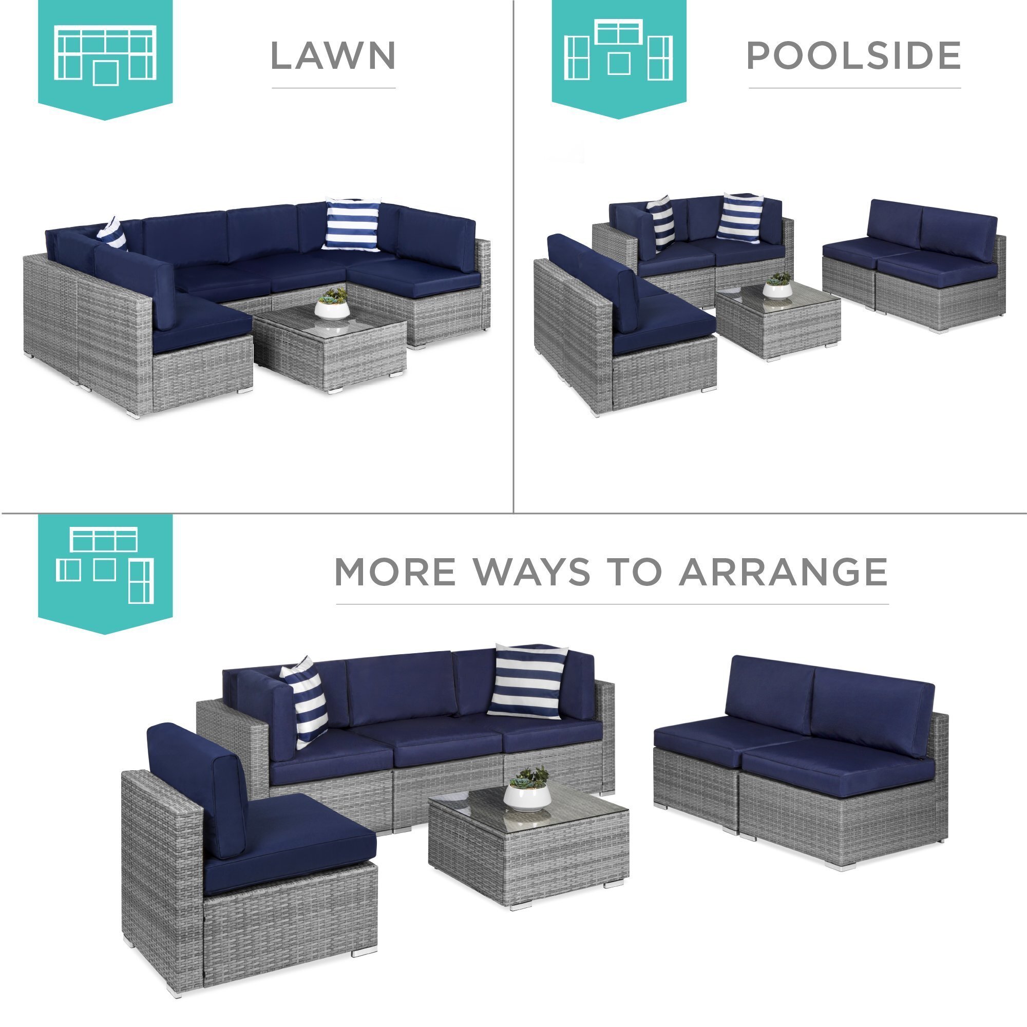 Best Choice Product 7-Piece Modular Outdoor Conversational Furniture Set