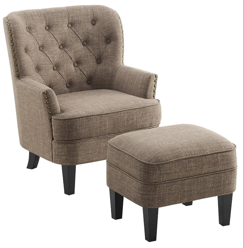 Tufted Wingback Chair & Ottoman