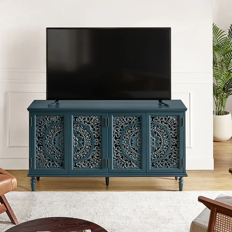 Emathides 63" Solid Wood Sideboard with Lighting & Wine Rack